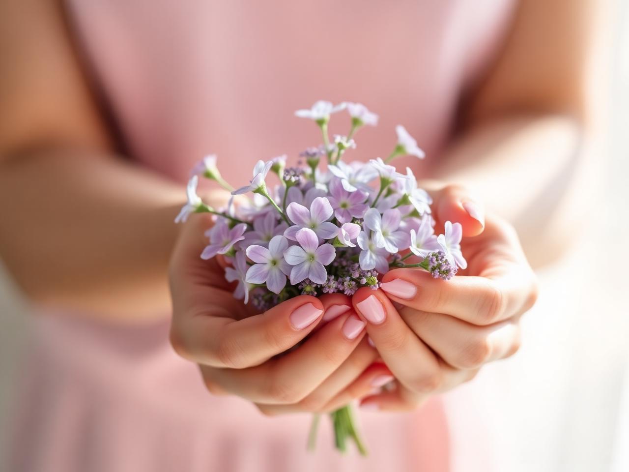 Mani che tengono fiori — leggerezza e cura